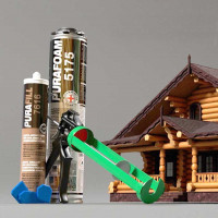 Теплый шов с качественным герметиком PURAFILL 7616 для уплотнения деревянных домов из сруба