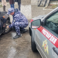 В Херсонской области росгвардейцы помогли девушке заменить пробитое колесо