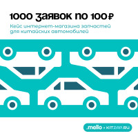 1000 заявок по 100₽. Кейс интернет-магазина запчастей для китайских автомобилей