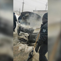 В Самарской области росгвардейцы потушили загоревшийся грузовик