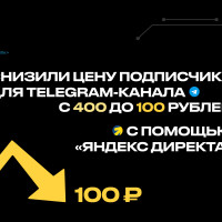 Как мы снизили цену подписчика для Telegram-канала с 400 до 100 рублей с помощью «Яндекс Директа»