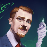 Старшая дочь нарисовала предпринимателя-мага, в стилистике сериала Arcane