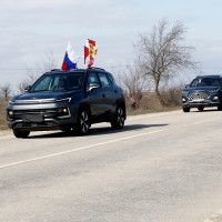 В Херсонской области в День воссоединения Крыма с Россией росгвардейцы возглавили колонну праздничного автопробега