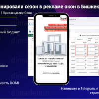 647 заявок по 5,48 $ на установку окон и балконов в Бишкеке из Meta*. Доминировали в рекламе Кыргыстана весь сезон
