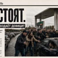 Все побежали за бензином. А свободная колонка была рядом