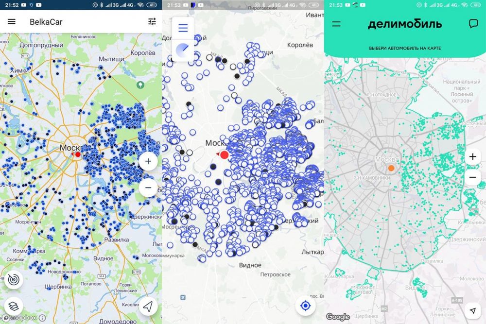 Карта москвы каршеринг