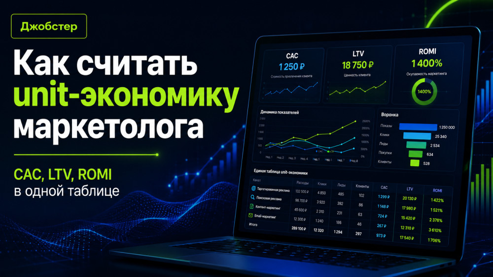 Джобстер: Юнит экономика простыми словами: отчеты маркетолога, CAC, LTV и ROMI на практике
