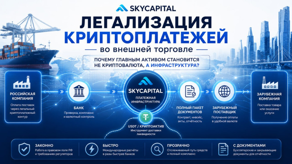 SkyCapital: Легализация криптоплатежей во внешней торговле. Почему главным активом становится не криптовалюта, а инфраструктура?
