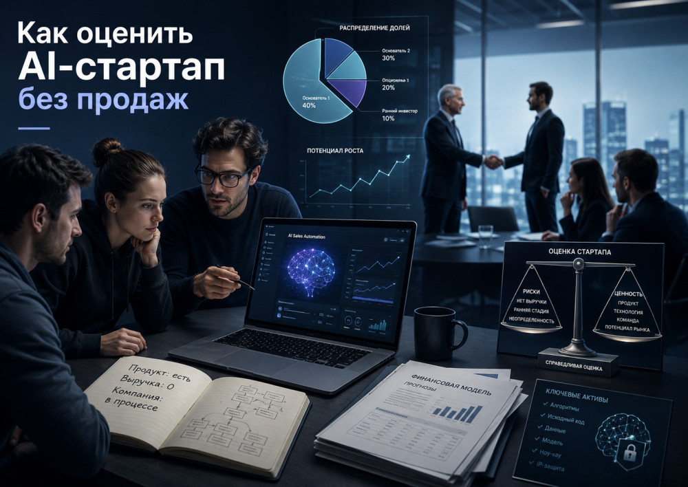 Соломников Дмитрий: AI-стартап без продаж заинтересовал фонд. Как оценить долю, если компании ещё нет