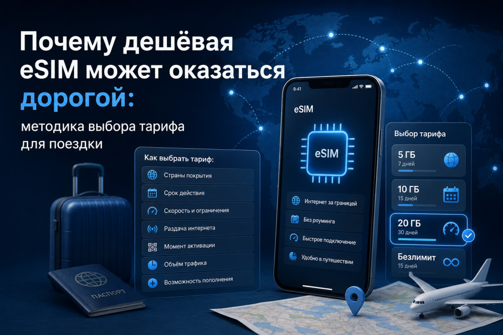 Yotti eSIM - интернет в путешествии: Почему дешёвая eSIM может оказаться дорогой: методика выбора тарифа для поездки