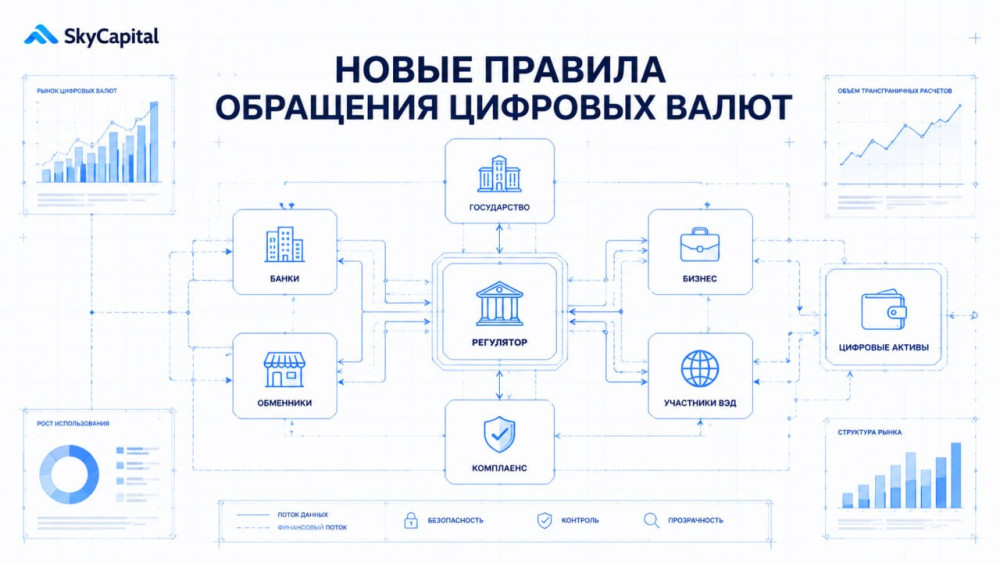 SkyCapital: Новые правила обращения цифровых валют: что изменится для бизнеса, обменников и участников ВЭД?