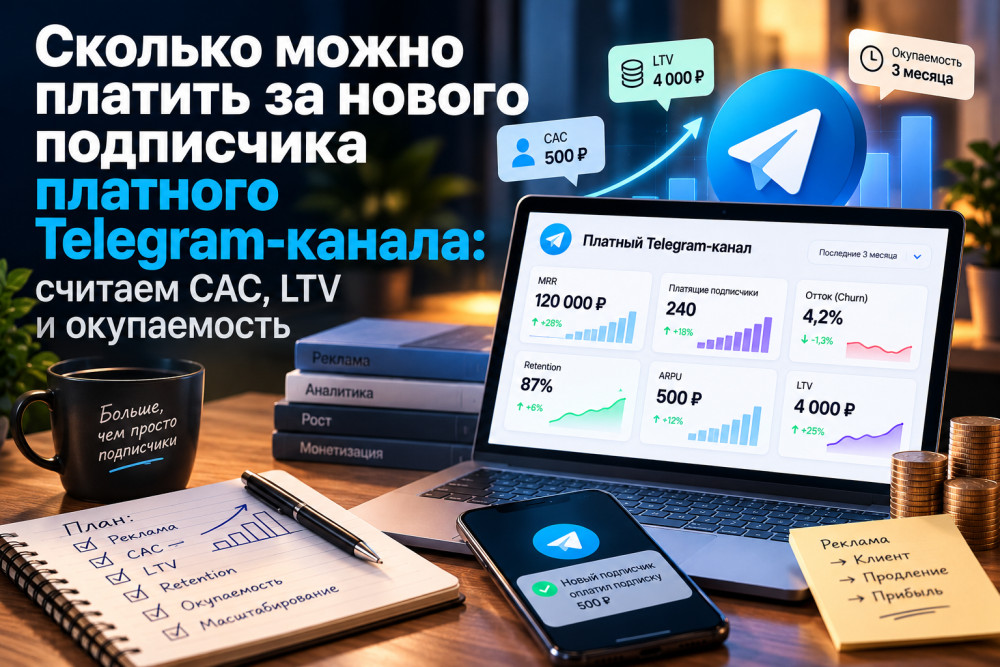 Nemiling: Сколько можно платить за нового подписчика платного Telegram-канала: считаем CAC, LTV и окупаемость