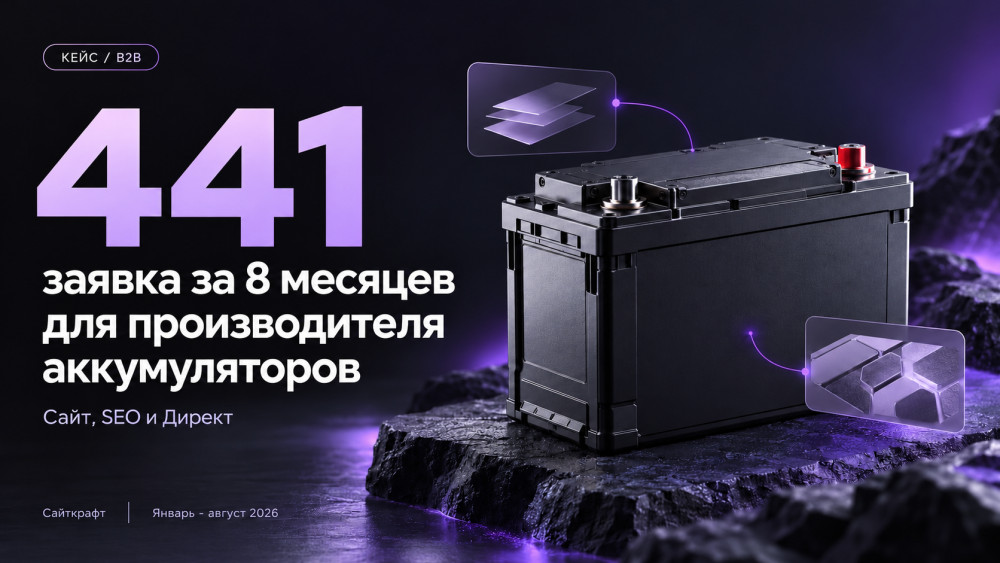 Сайткрафт: Как B2B производитель аккумуляторов получил 441 заявку за 8 месяцев через сайт, SEO и Директ