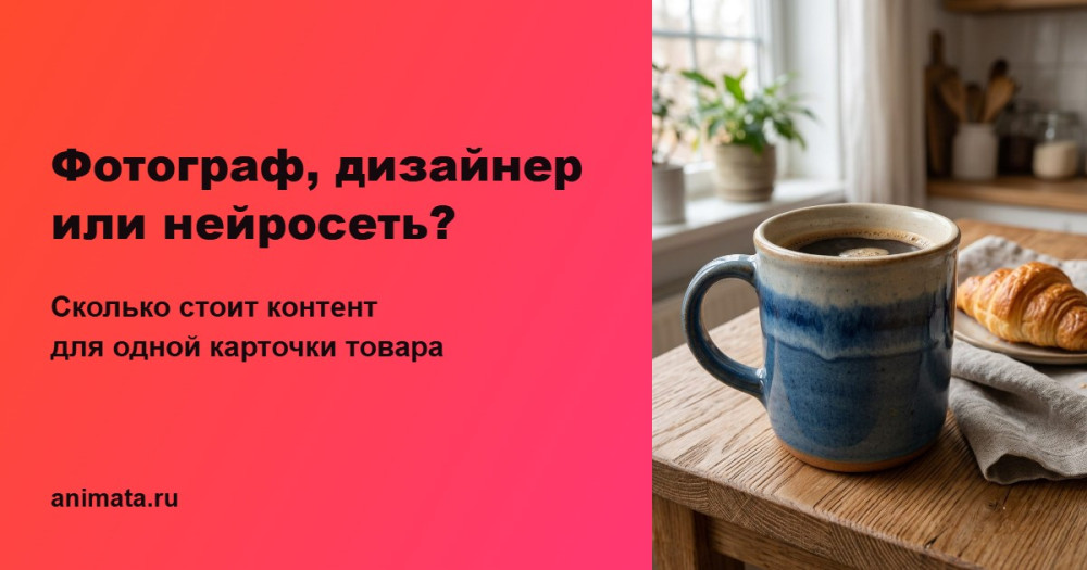 Анимата: Фотограф, дизайнер или нейросеть: сколько стоит контент для одной карточки товара