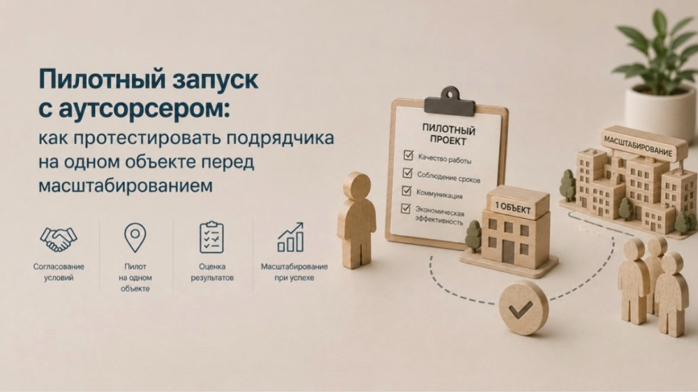 Mega-Personal. Пишет Роман Игнатьев: Пилотный запуск с аутсорсером: как протестировать подрядчика на одном объекте перед масштабированием