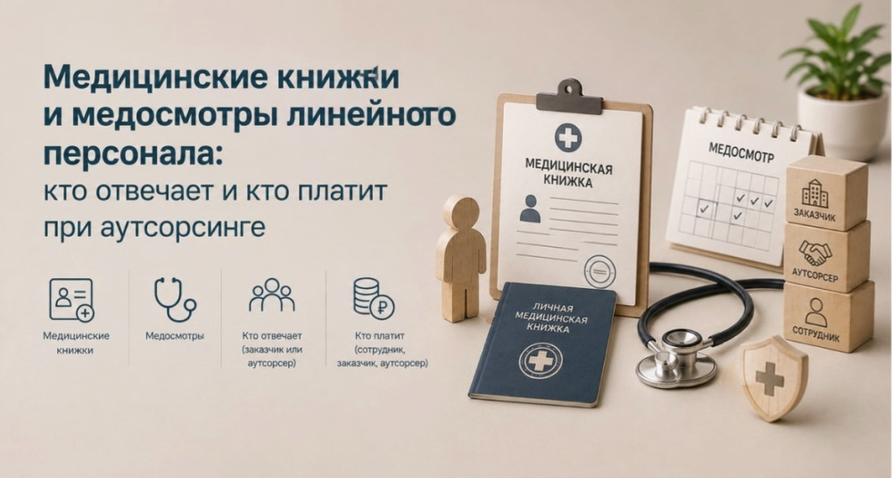 Mega-Personal. Пишет Роман Игнатьев: Медицинские книжки и медосмотры линейного персонала: кто отвечает и кто платит при аутсорсинге