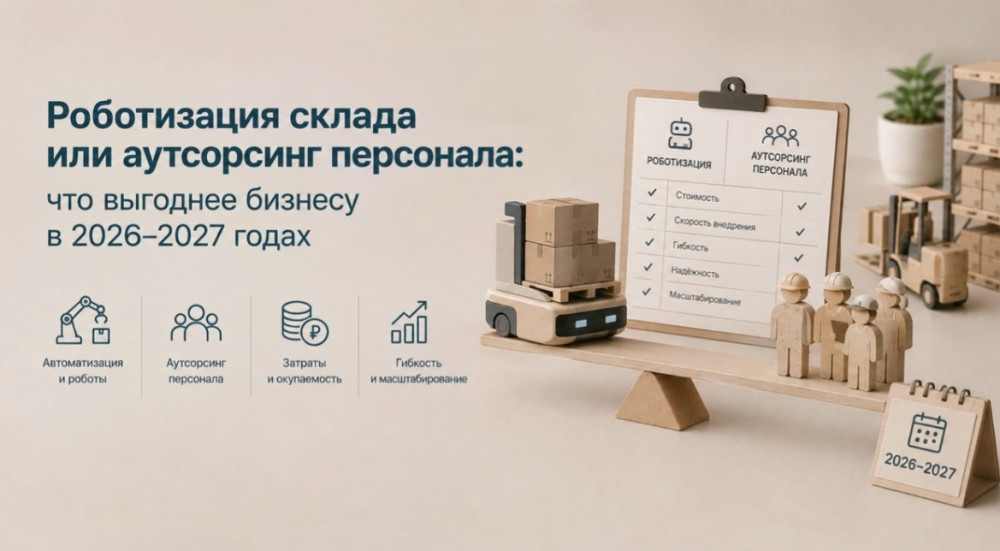 Mega-Personal. Пишет Роман Игнатьев: Роботизация склада или аутсорсинг персонала: что выгоднее бизнесу в 2026&ndash;2027 годах