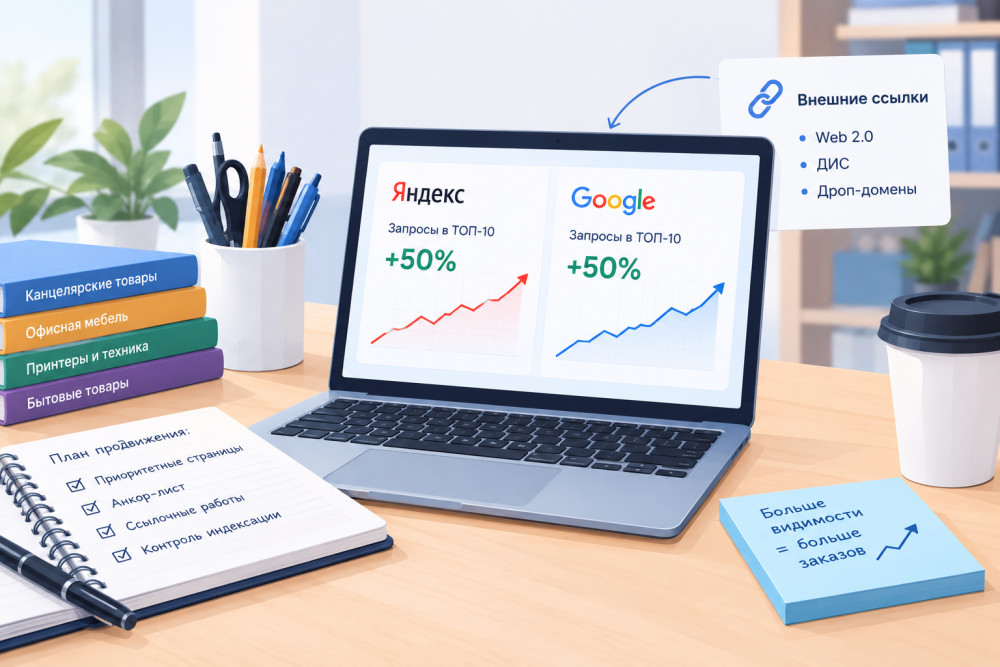 Релианта: Как увеличить количество запросов в ТОП-10 на 50%: SEO-кейс интернет-магазина канцтоваров