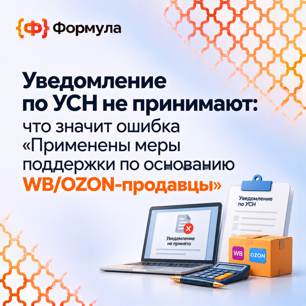 Формула. Бухгалтерия: Ошибка &laquo;Меры поддержки WB/OZON&raquo; в уведомлении по УСН