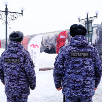 Росгвардия в Йошкар-Оле обеспечивает безопасность во время прибытия Поезда Победы