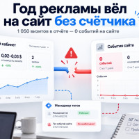 Год рекламы вёл на сайт без счётчика, и отчёты кабинета были в порядке